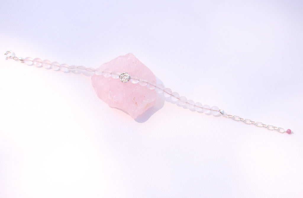 Peony Bracelet - rose quartz