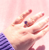 Blooming Branch Oval Gemstone Ring with Purple and Green Amethyst