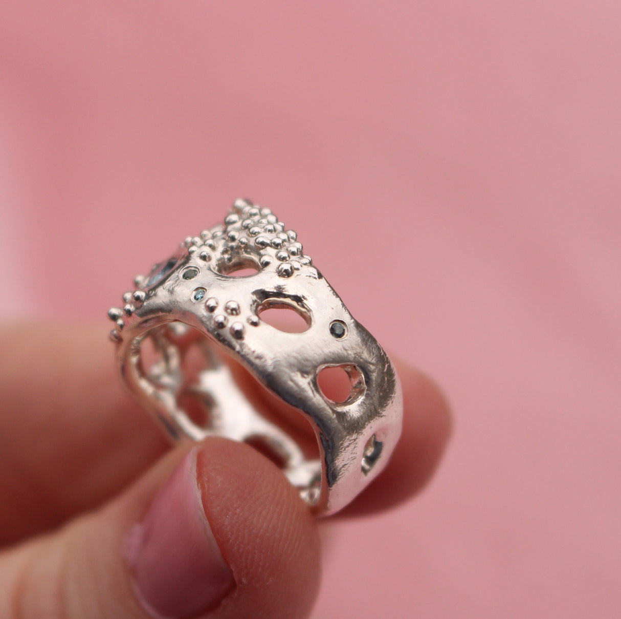Seafoam Aquamarine & Diamond Ring - Kathryn Rebecca