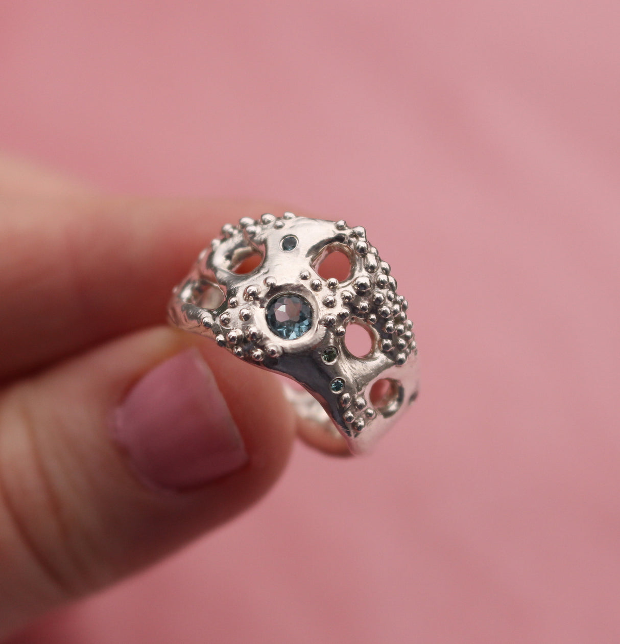 Seafoam Aquamarine & Diamond Ring - Kathryn Rebecca