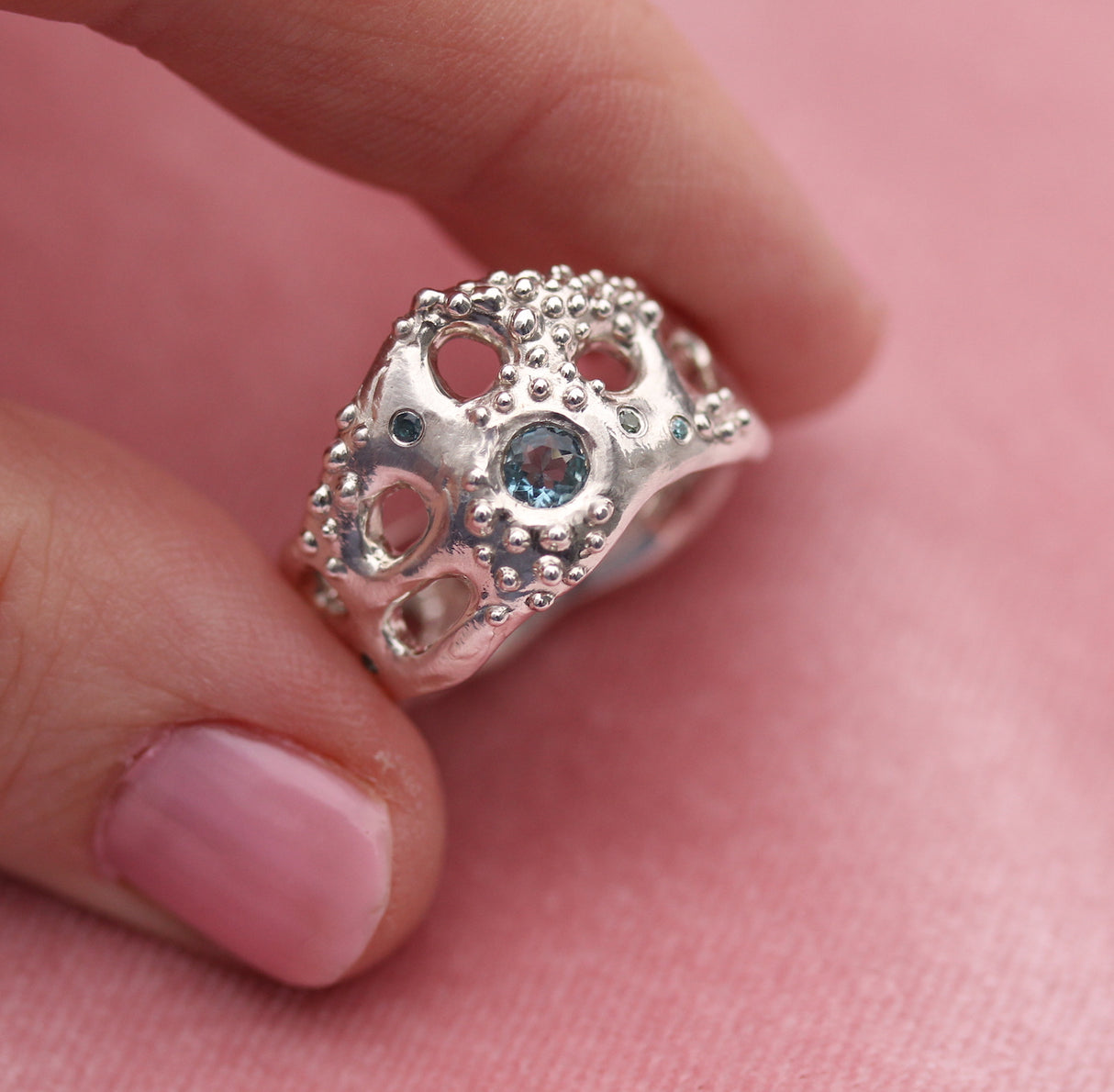 Seafoam Aquamarine & Diamond Ring - Kathryn Rebecca