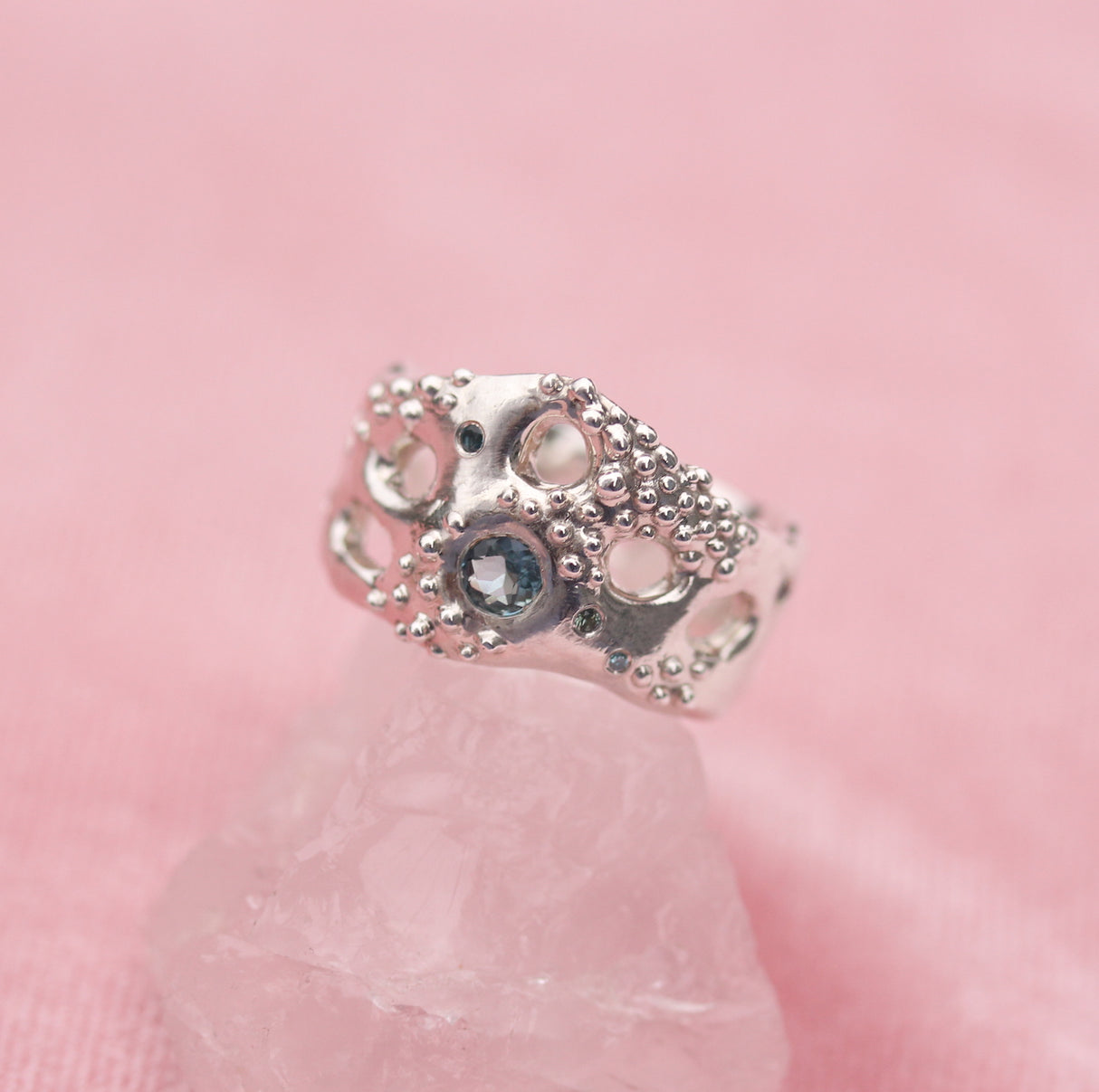 Seafoam Aquamarine & Diamond Ring - Kathryn Rebecca