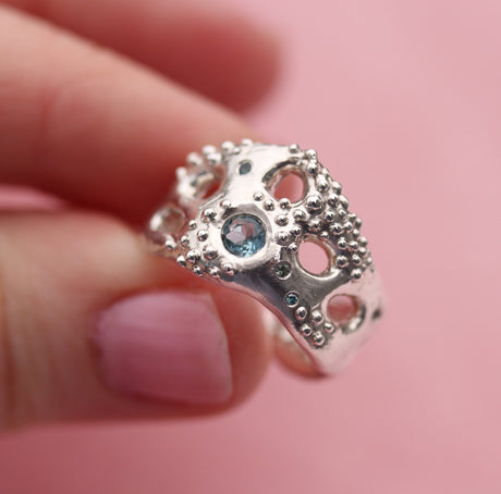 Seafoam Aquamarine & Diamond Ring - Kathryn Rebecca