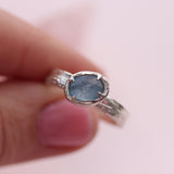 Sand & Water Ring with Rose-Cut Aquamarine