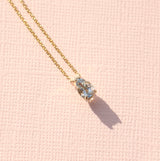 14k Yellow gold and Aquamarine Pear Necklace