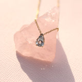 14k Yellow gold and Aquamarine Pear Necklace