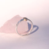 Organic Blue Topaz and Sapphire Ring in Sterling Silver and Gold