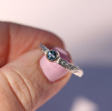 Organic Blue Topaz and Sapphire Ring in Sterling Silver and Gold