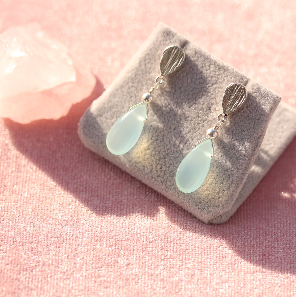 Teardrop Gemstone Drop Earrings in Sterling Silver