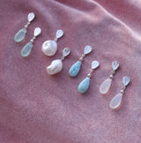 Teardrop Gemstone Drop Earrings in Sterling Silver