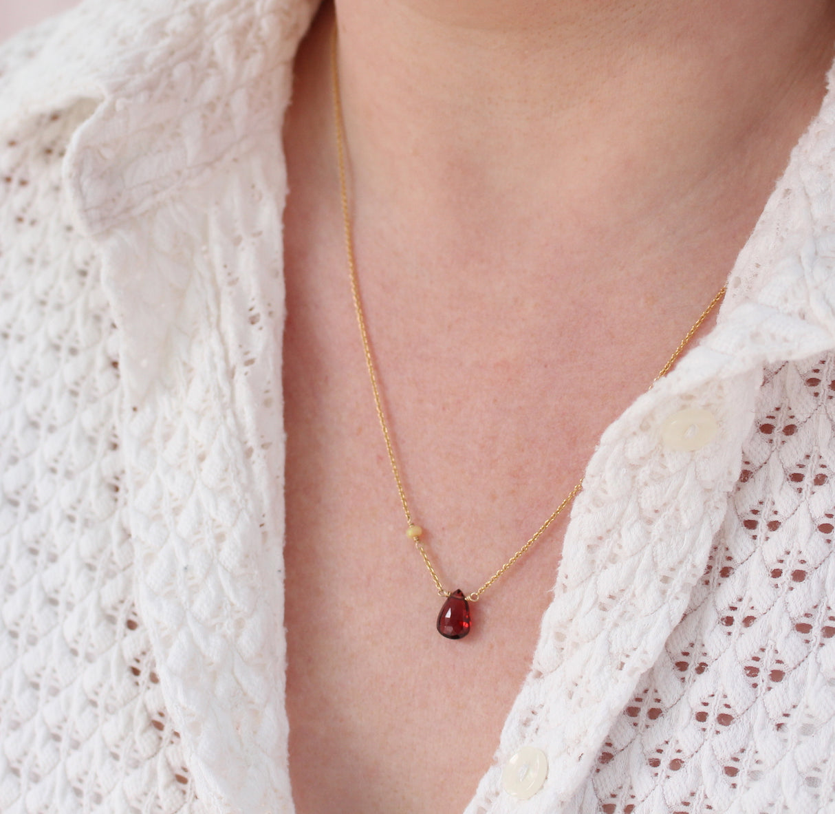 Garnet Pear Necklace - Kathryn Rebecca