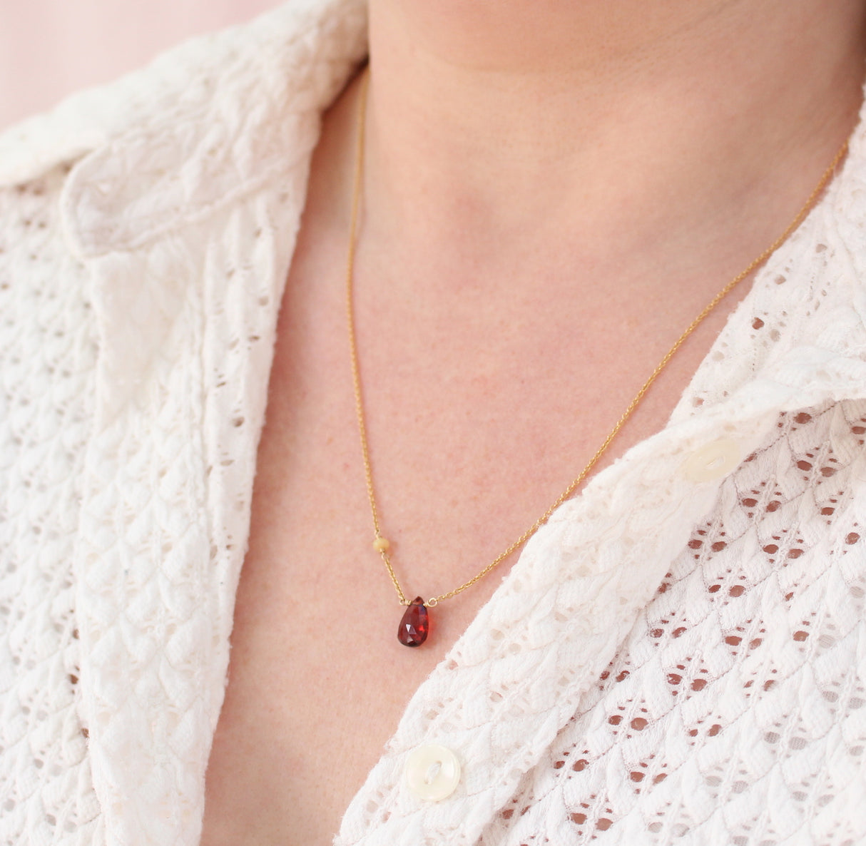 Garnet Pear Necklace - Kathryn Rebecca
