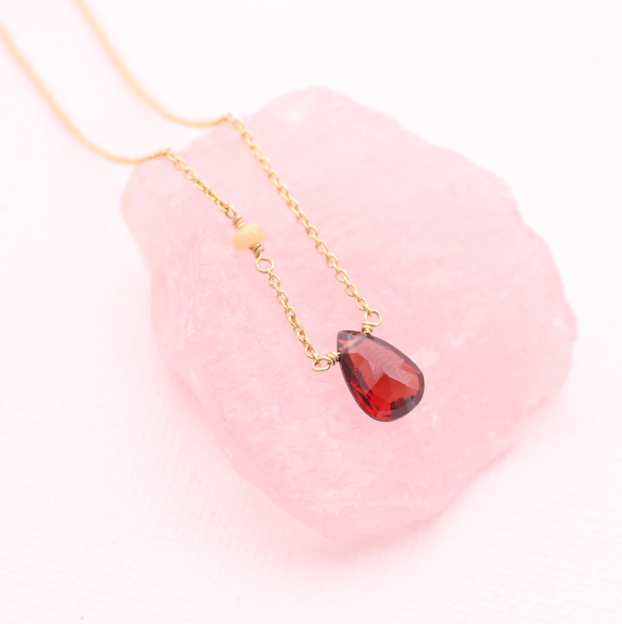 Garnet Pear Necklace
