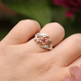 peony ring with sterling silver, rose gold and garnet