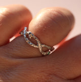 Organic Silver Branch ring with Teal Sapphires and Emerald