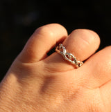 Organic Silver Branch ring with Teal Sapphires and Emerald