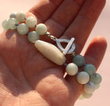 Opal, Jade and Seafoam Hemimorphite Necklace with Sterling Silver Clasp