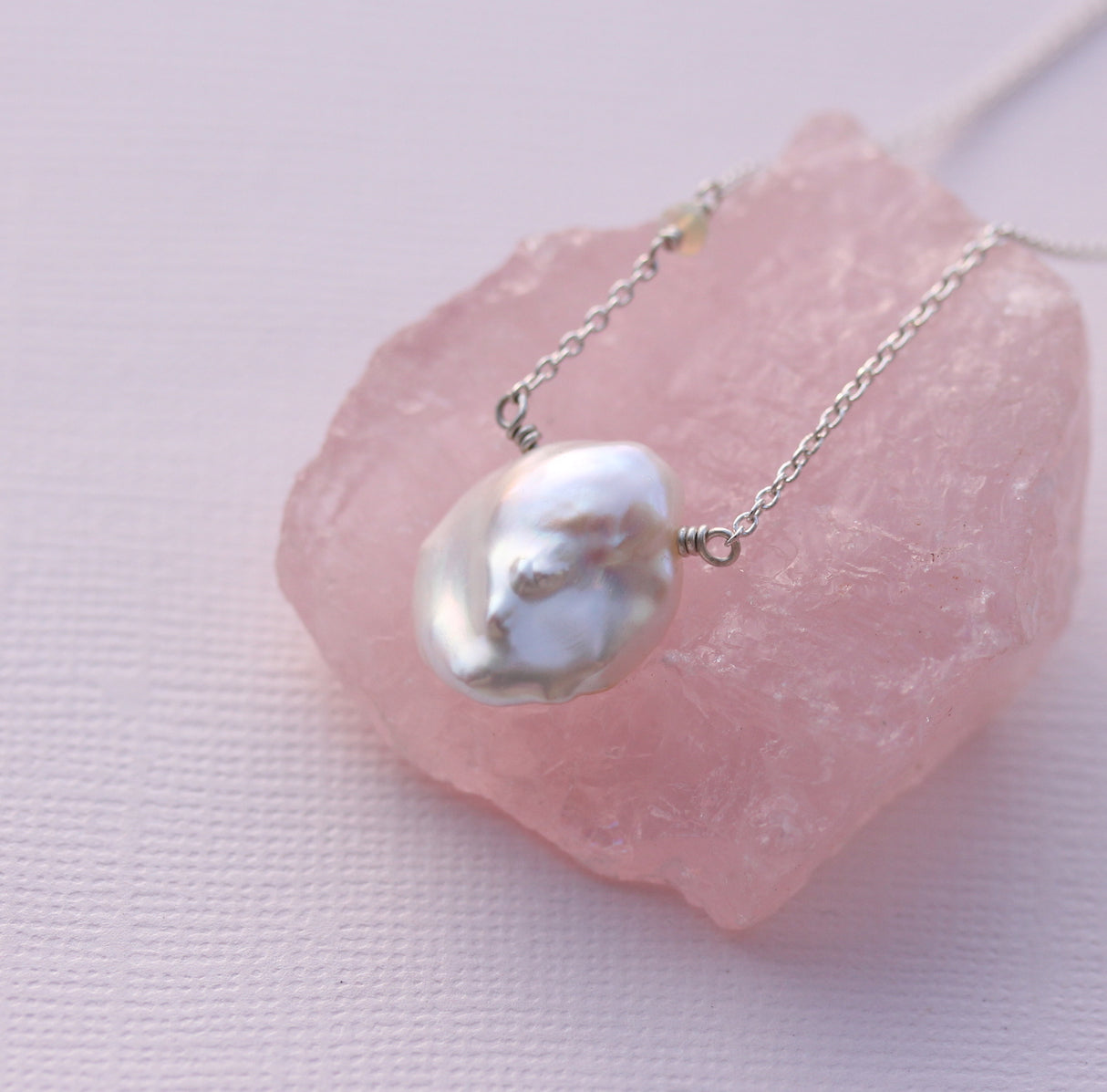 Sterling Silver Necklace with Keisha Pearl & Opal