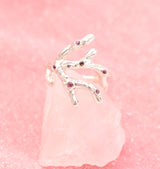 Sterling Silver Branch Ring with Garnet and Diamond