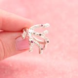 Sterling Silver Branch Ring with Garnet and Diamond