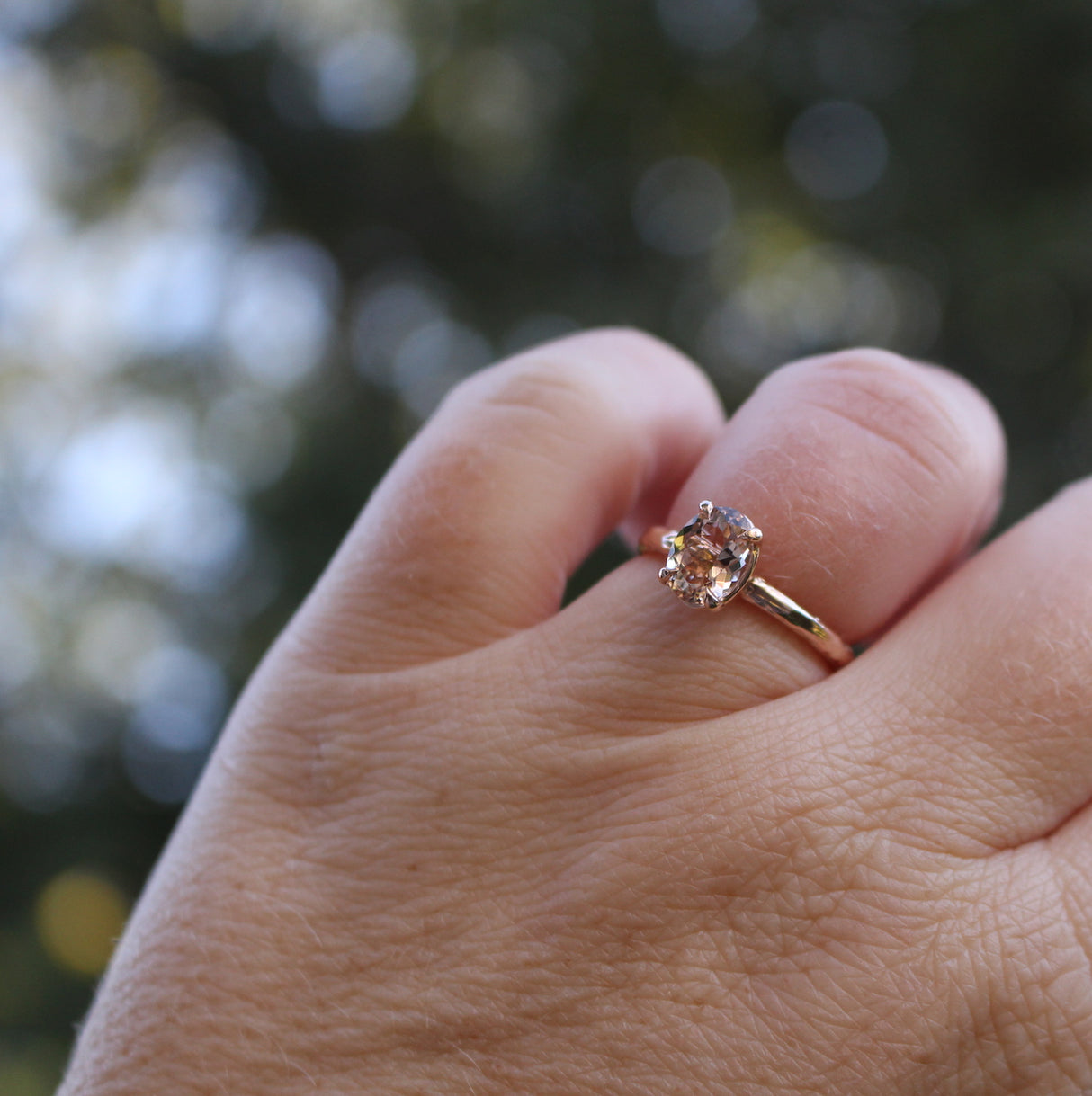 Nature-Inspired Morganite Ring in 14k Rose Gold