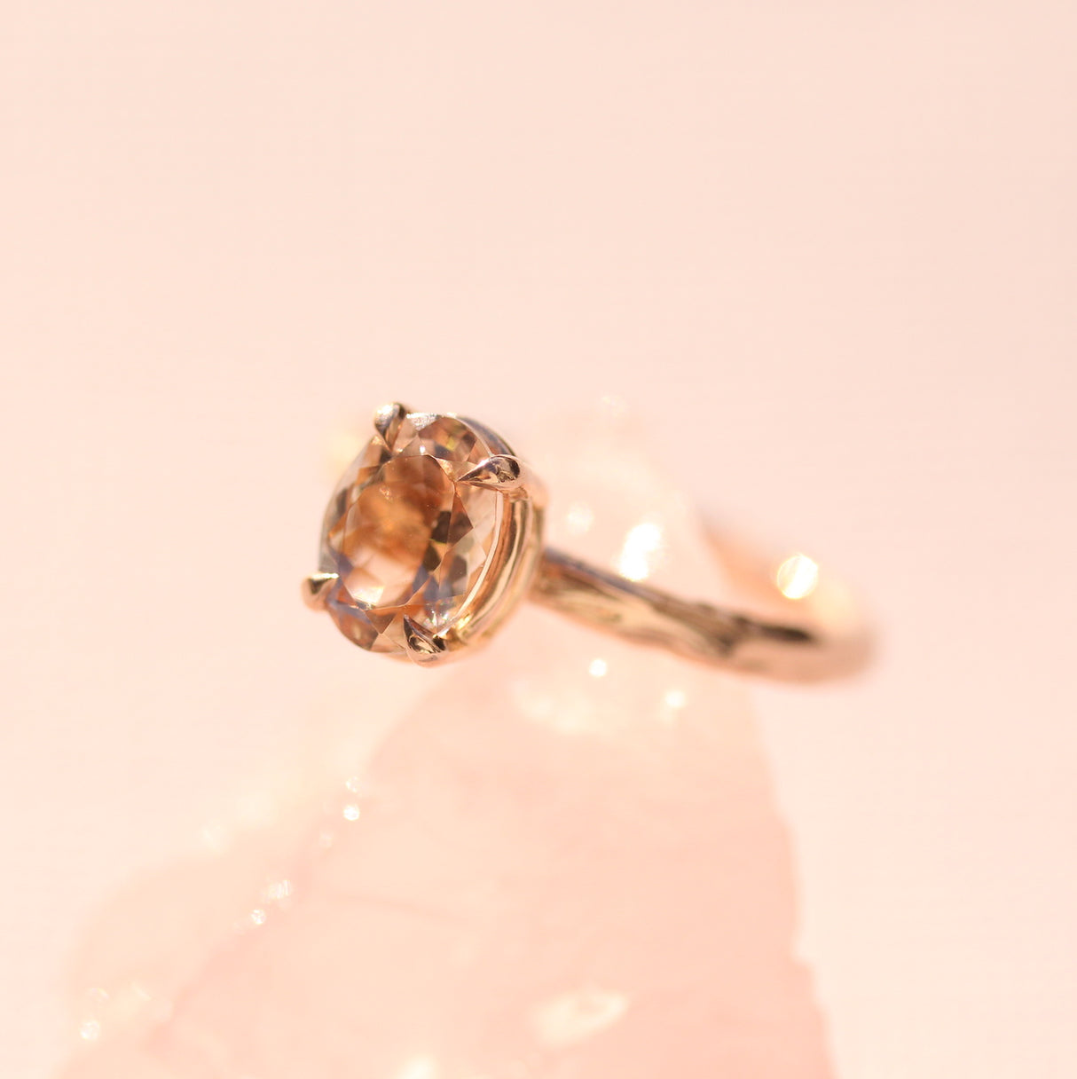 Nature-Inspired Morganite Ring in 14k Rose Gold