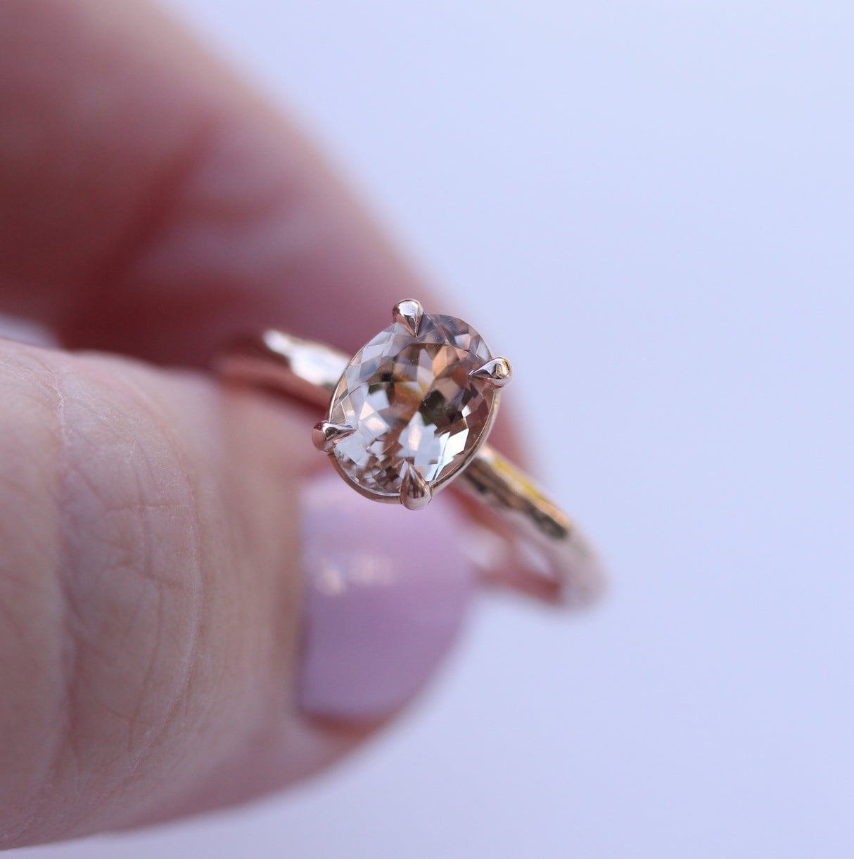 Nature-Inspired Morganite Ring in 14k Rose Gold