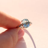 Pale Blue Topaz Water Ring with Hand-Carved water texture