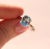 Pale Blue Topaz Water Ring with Hand-Carved water texture