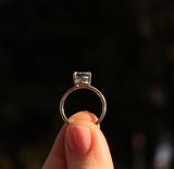 Pale Blue Topaz Water Ring with Hand-Carved water texture