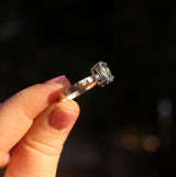 Pale Blue Topaz Water Ring with Hand-Carved water texture