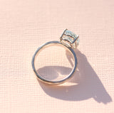 Pale Blue Topaz Water Ring with Hand-Carved water texture