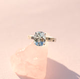 Pale Blue Topaz Water Ring with Hand-Carved water texture