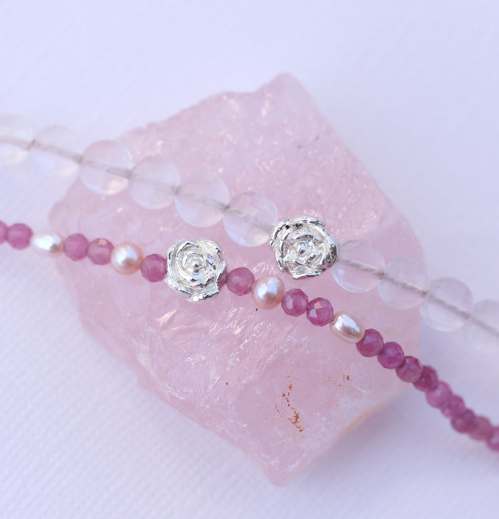 Peony Bracelet - rose quartz