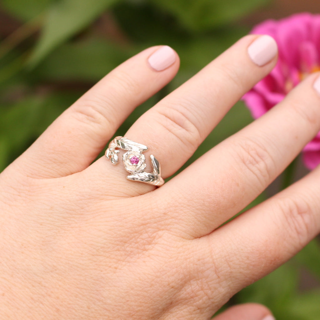 peony ring with pink tourmaline