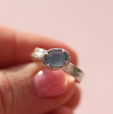 Sand & Water Ring with Rose-Cut Aquamarine