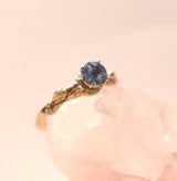 Cornflower Blue Sapphire Ring - Nature-Inspired Branch Design in Yellow Gold