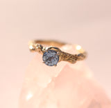 Cornflower Blue Sapphire Ring - Nature-Inspired Branch Design in Yellow Gold