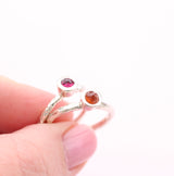 Organic Sterling silver Rose Cut Gemstone Stacking ring
