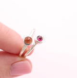 Organic Sterling silver Rose Cut Gemstone Stacking ring