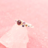 Winter Sunset Ring with Garnet and Sapphires