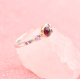 Winter Sunset Ring with Garnet and Sapphires