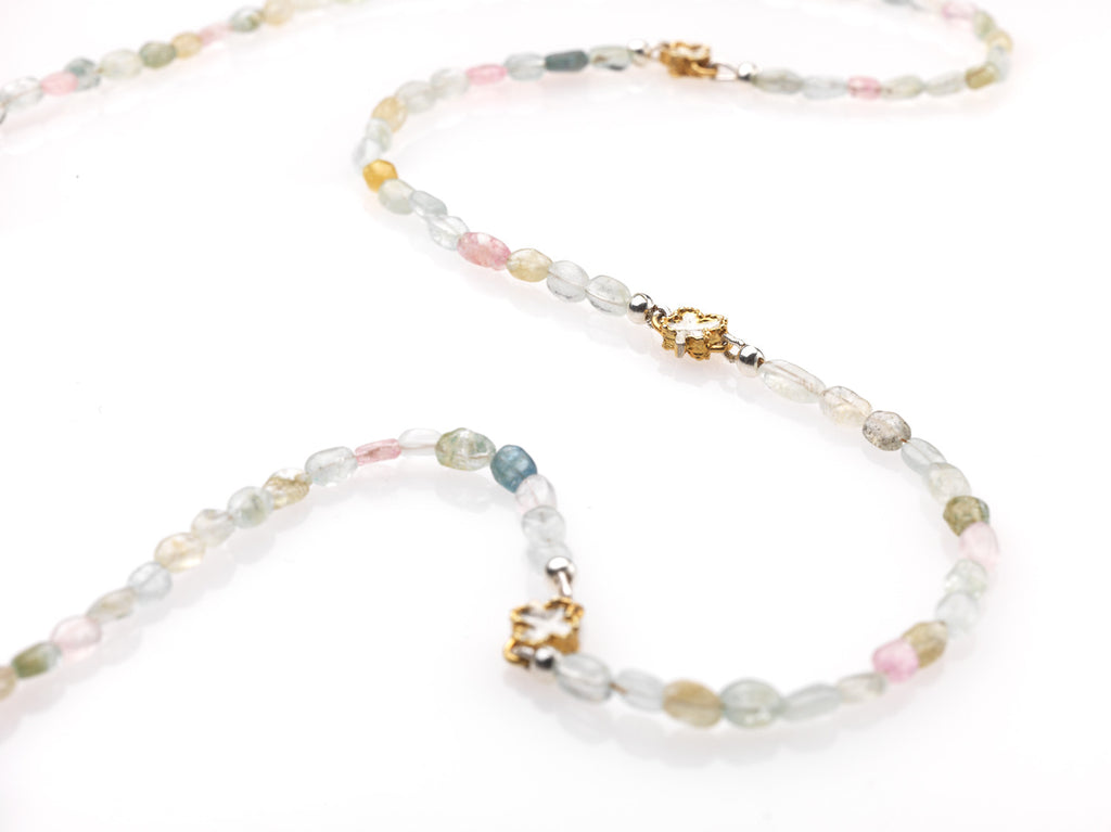 Long Aquamarine and Clover neckalce - Kathryn Rebecca