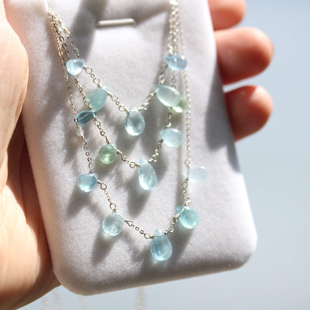 Aquamarine Necklace - 5 stone