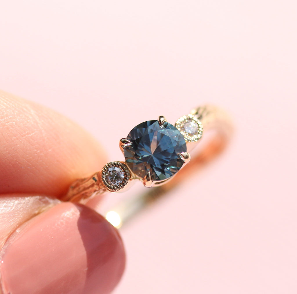Blue/green sapphire organic ring