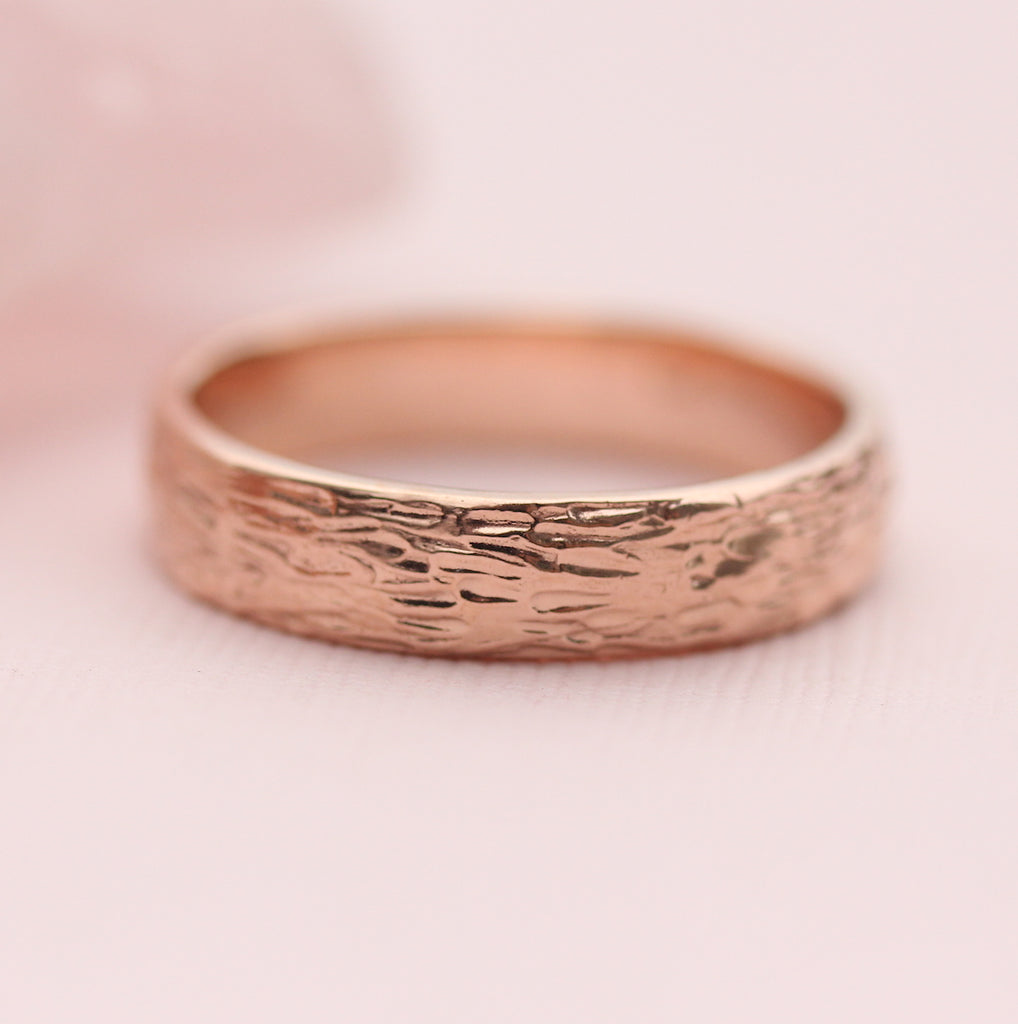 5mm branch mens band in rose gold