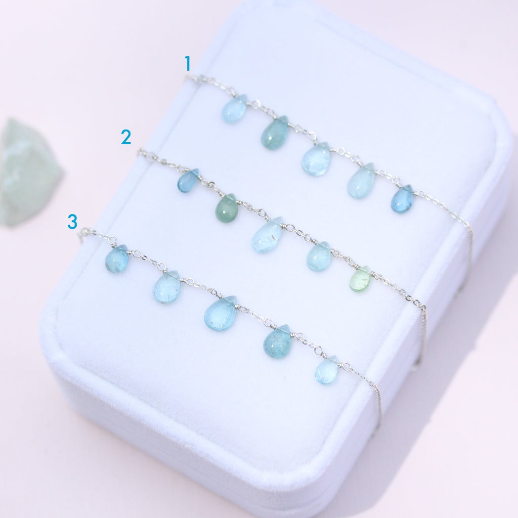 Aquamarine Necklace - 5 stone