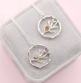 Large Circle pendant - Blooming branches