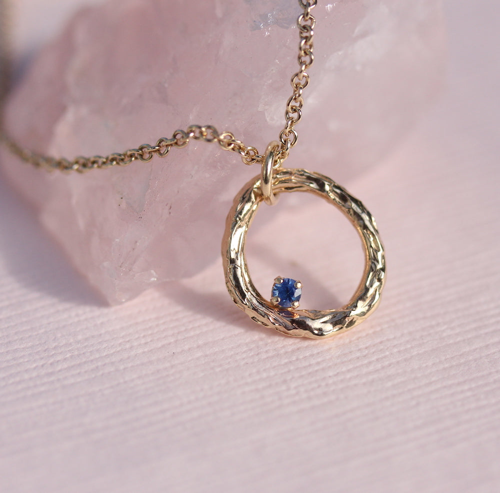 Blooming Branch Circle with Sapphire Necklace