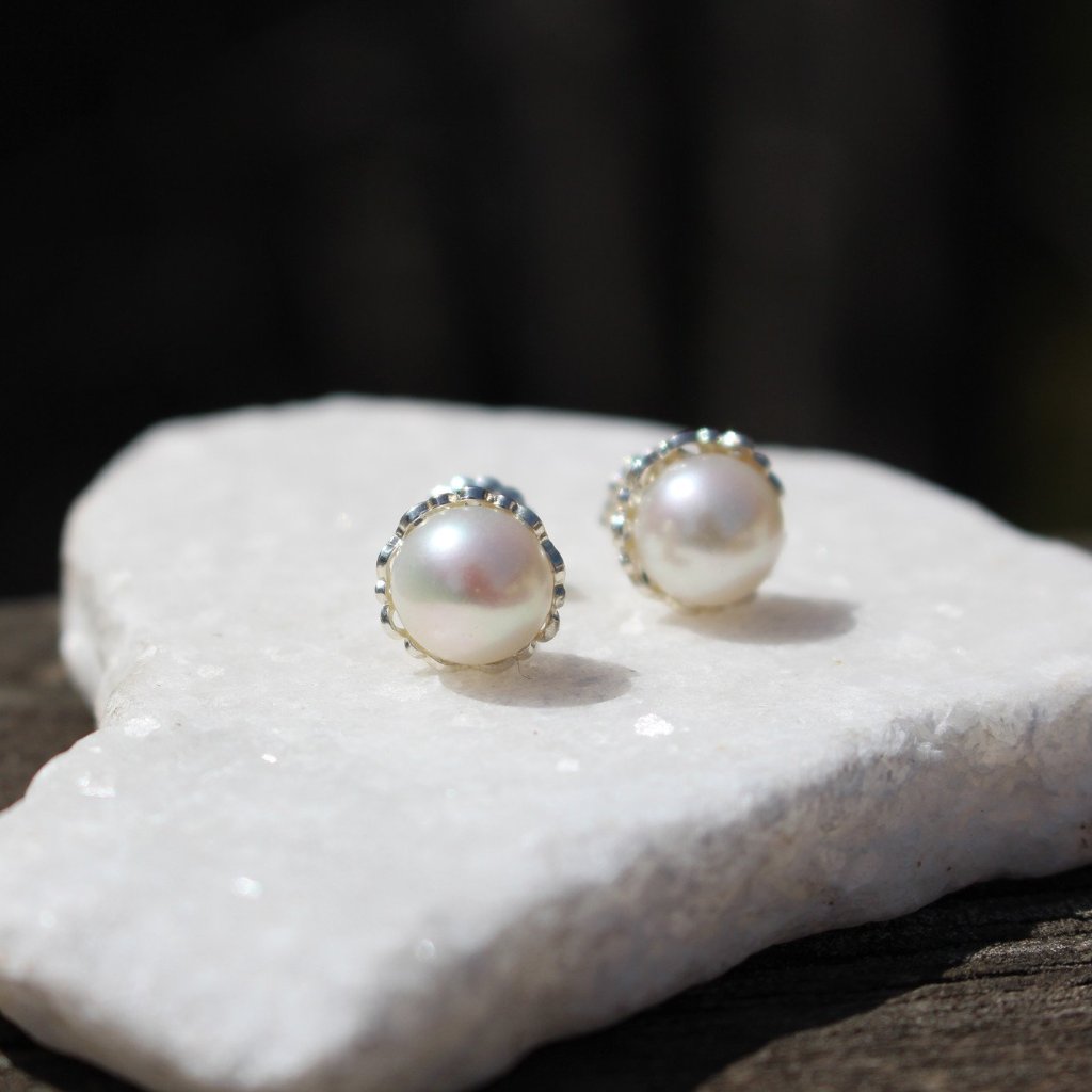 Detailed Pearl Studs - Kathryn Rebecca